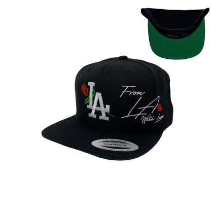 Los Angeles LA Rose With Love Heart Snapback Hat