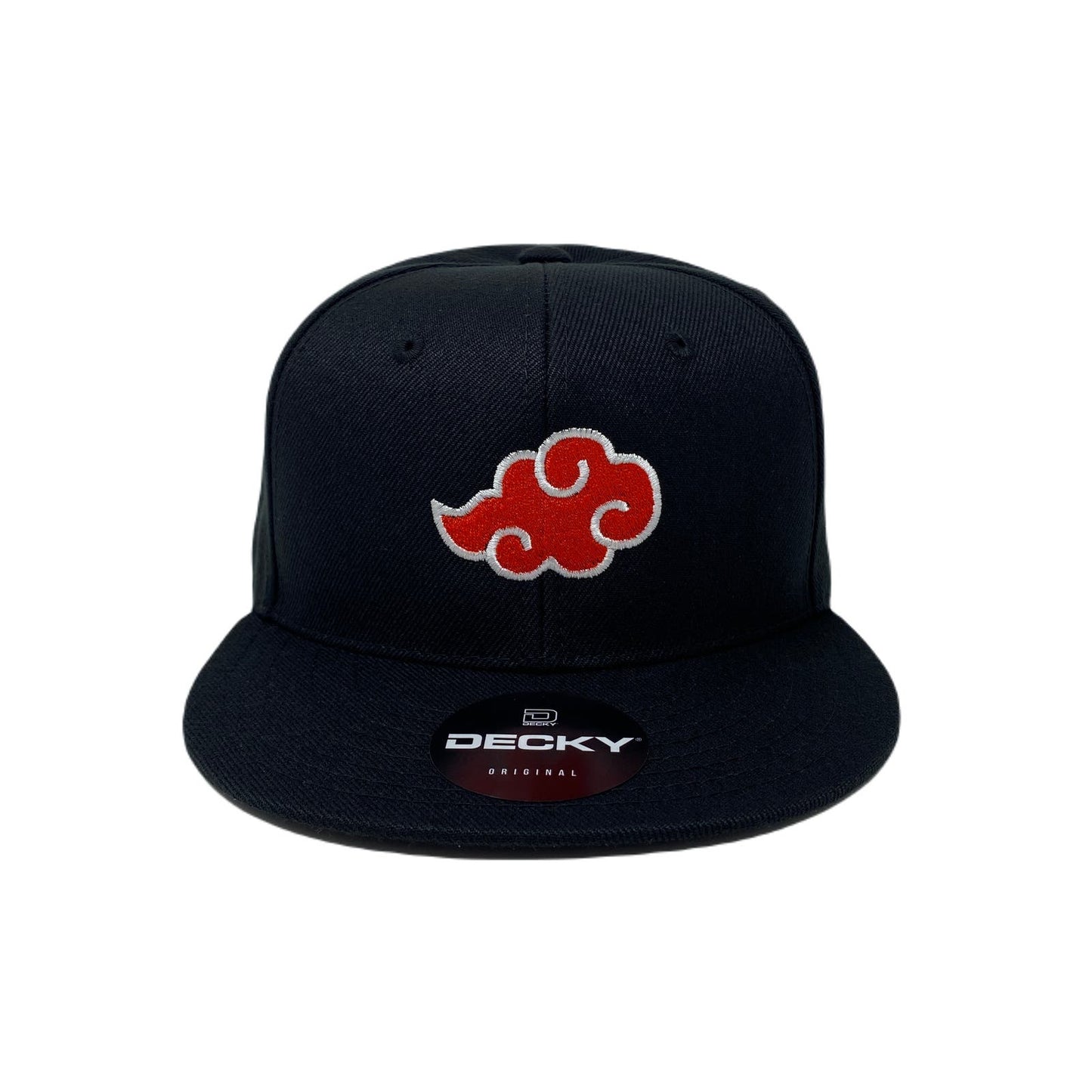 Red Embroidered Cloud Snapback Hat All Black