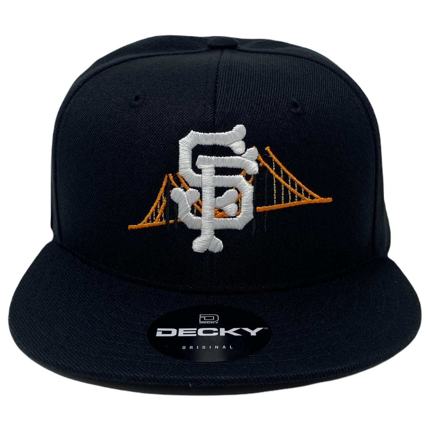 San Francisco Bone Bridge Snapback Hat All Black