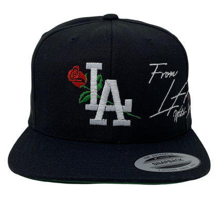 Los Angeles LA Rose With Love Heart Snapback Hat
