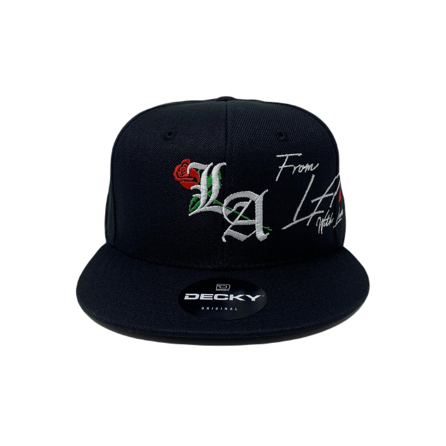 Los Angeles Old English Rose With Love Snapback Hat All Black