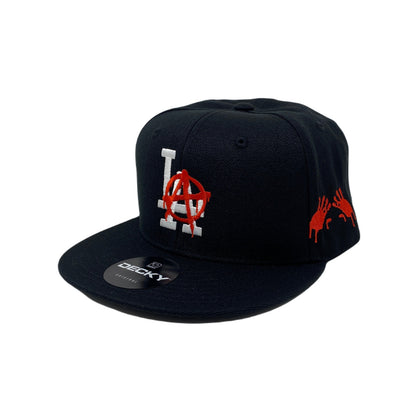 Los Angeles LA Anarchy Bloody Hands Snapback Hat All Black