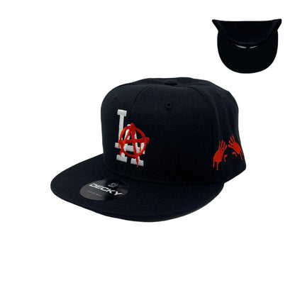 Los Angeles LA Anarchy Bloody Hands Snapback Hat All Black