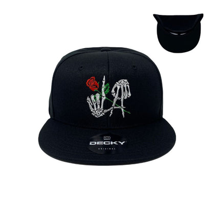 Los Angeles Bone Rose Snapback Hat All Black