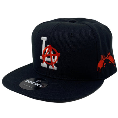 Los Angeles LA Anarchy Bloody Hands Snapback Hat All Black