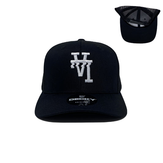 Los Angeles Wavy Upside Down Trucker Hat in Black