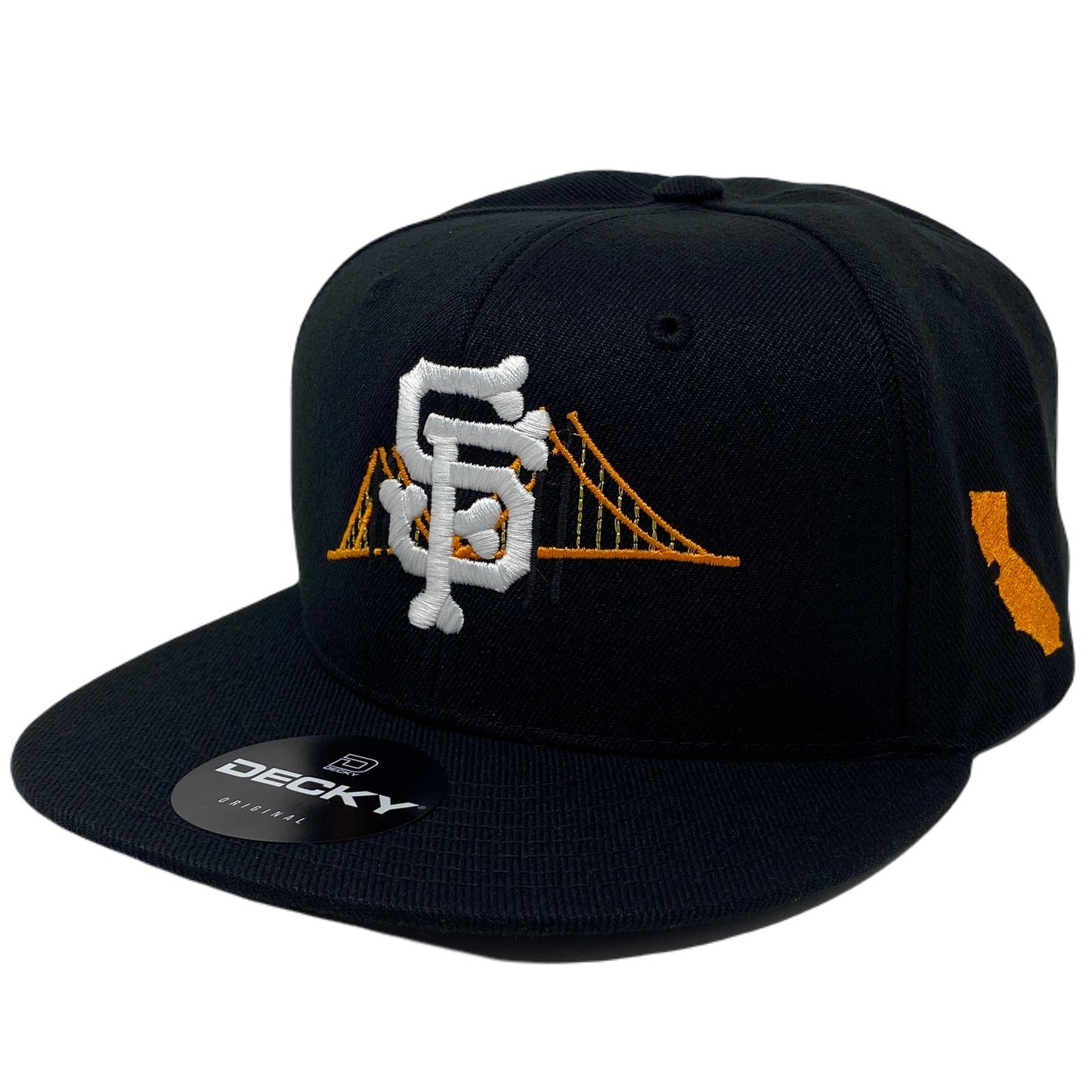 San Francisco Bone Bridge Snapback Hat All Black