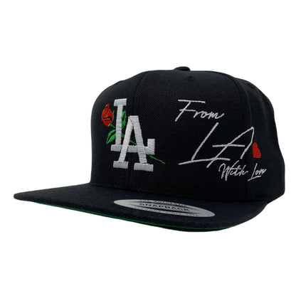 Los Angeles LA Rose With Love Heart Snapback Hat