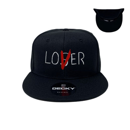 Lover Loser Snapback Hat All Black