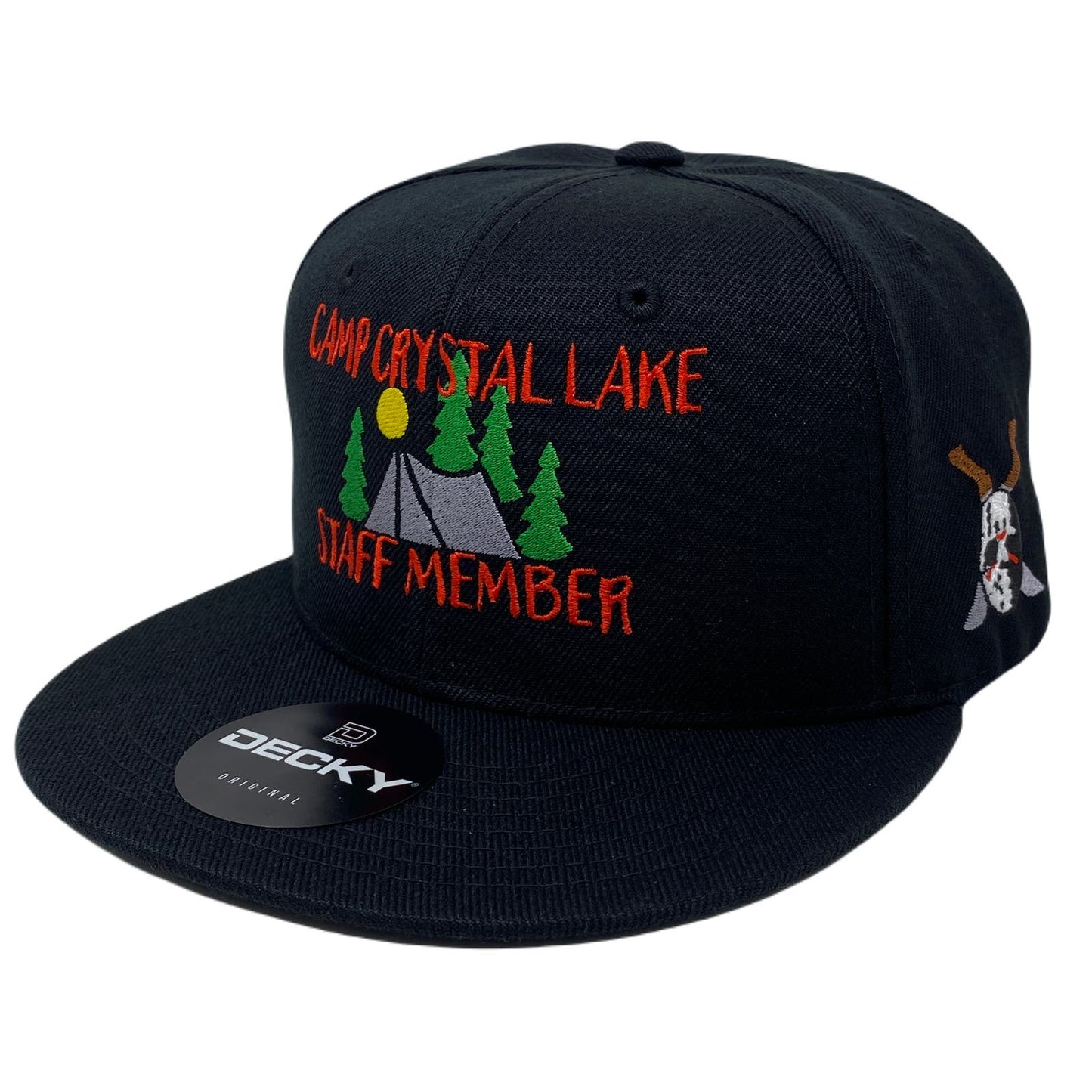 Camp Lake Staff Member Mask Snapback Hat All Black