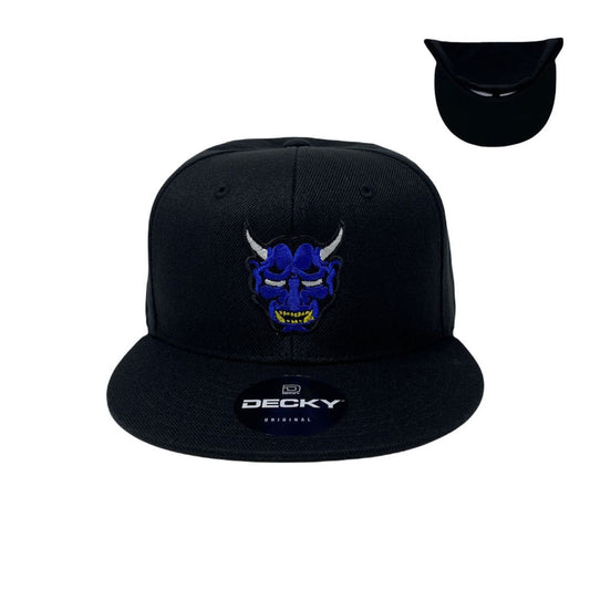 Oni Mask Blue Snapback Hat All Black