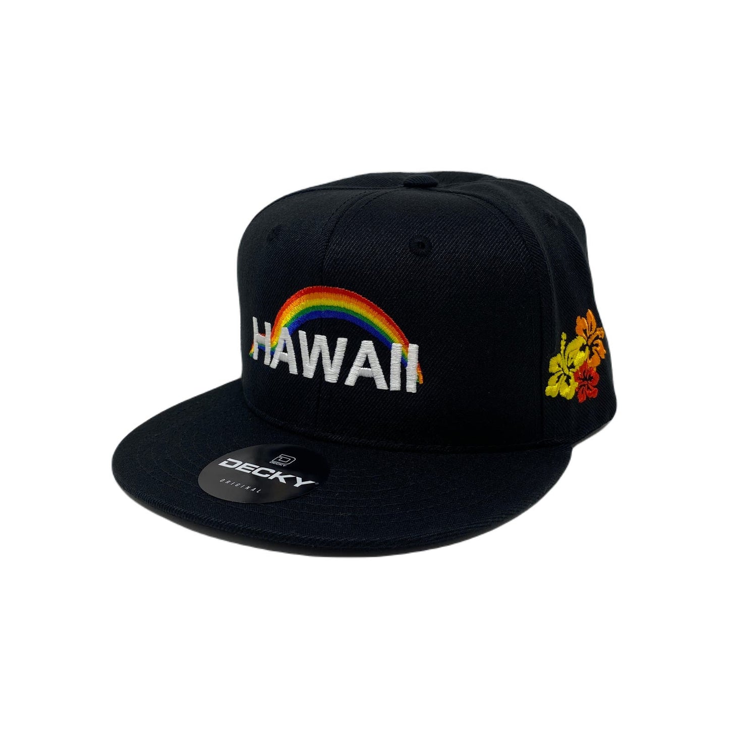 Hawaii Rainbow Snapback Hat All Black