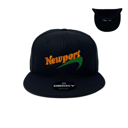 Newport (Orange) Snapback Hat All Black