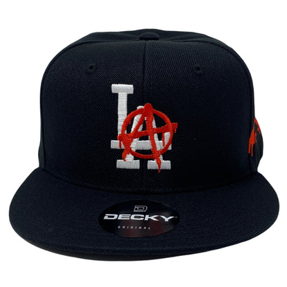 Los Angeles LA Anarchy Bloody Hands Snapback Hat All Black
