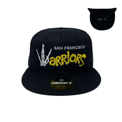 Warriors Bone Snapback Hat All Black