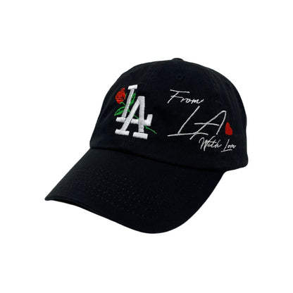 Los Angeles LA Rose With Love Heart Slouch Dad Hat