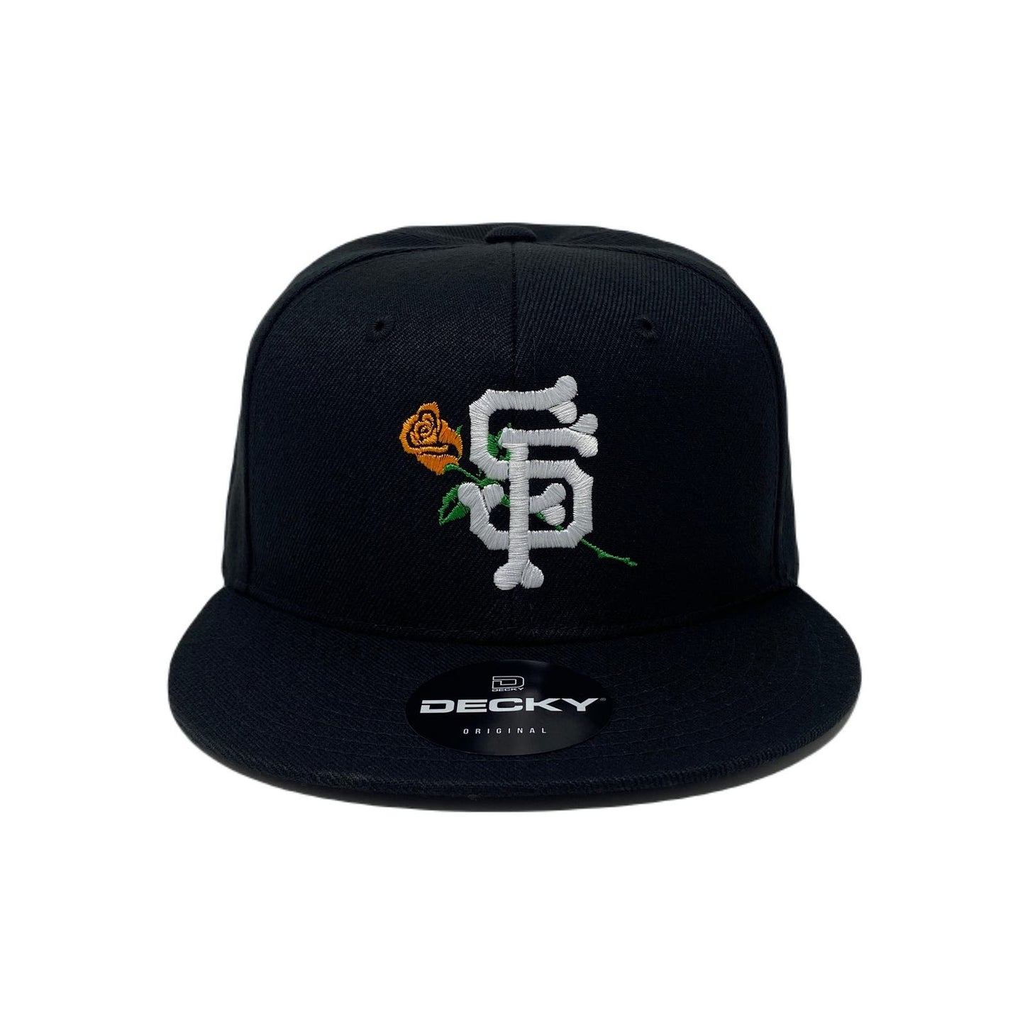 San Francisco Bone Rose Snapback Hat All Black