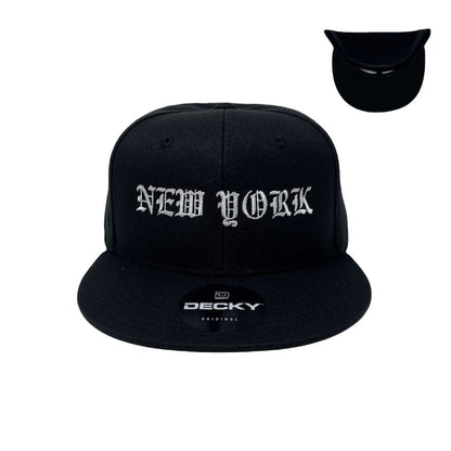 New York City Old English Snapback Hat All Black