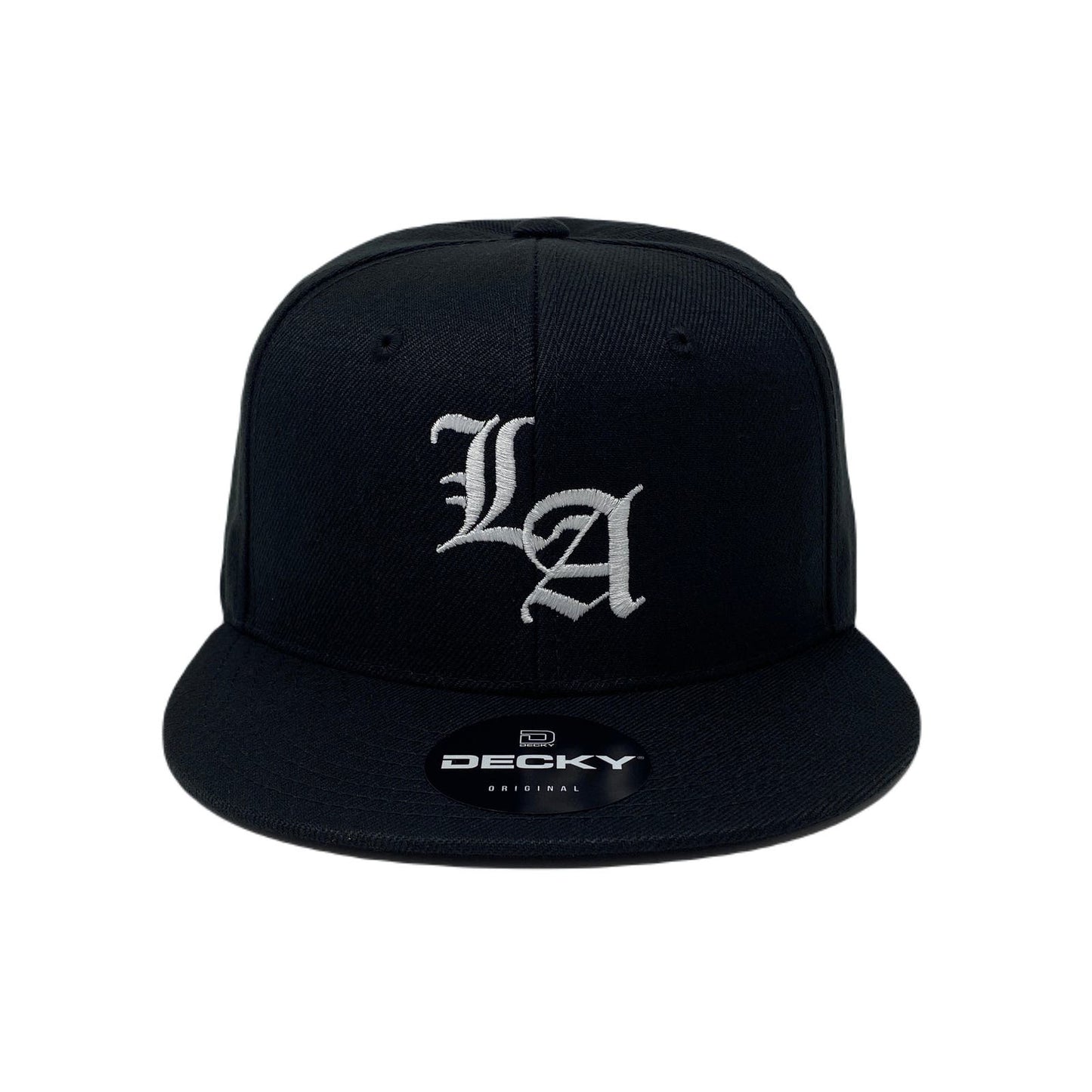 Los Angeles Old English White Snapback Hat All Black