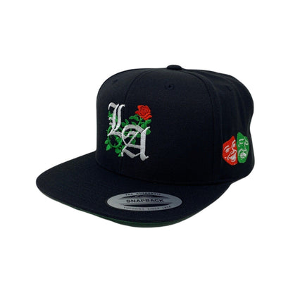 Los Angeles Laugh Now RED Cry Later GREEN Masks Snapback Hat