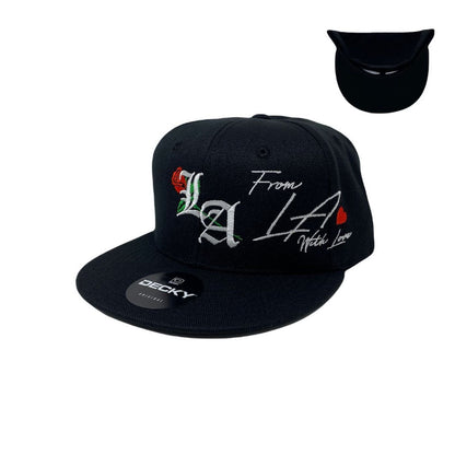 Los Angeles Old English Rose With Love Snapback Hat All Black