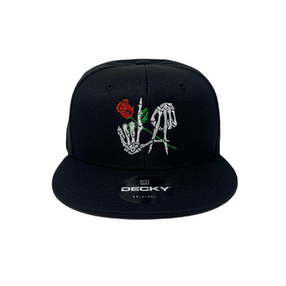 Los Angeles Bone Rose Snapback Hat All Black