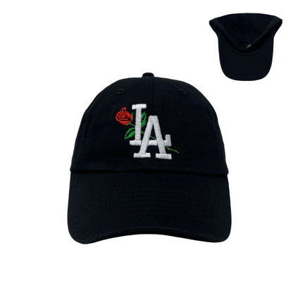 Los Angeles LA Rose Flower White Slouch Dad Hat