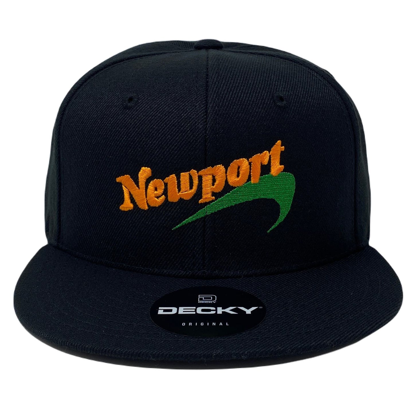 Newport (Orange) Snapback Hat All Black