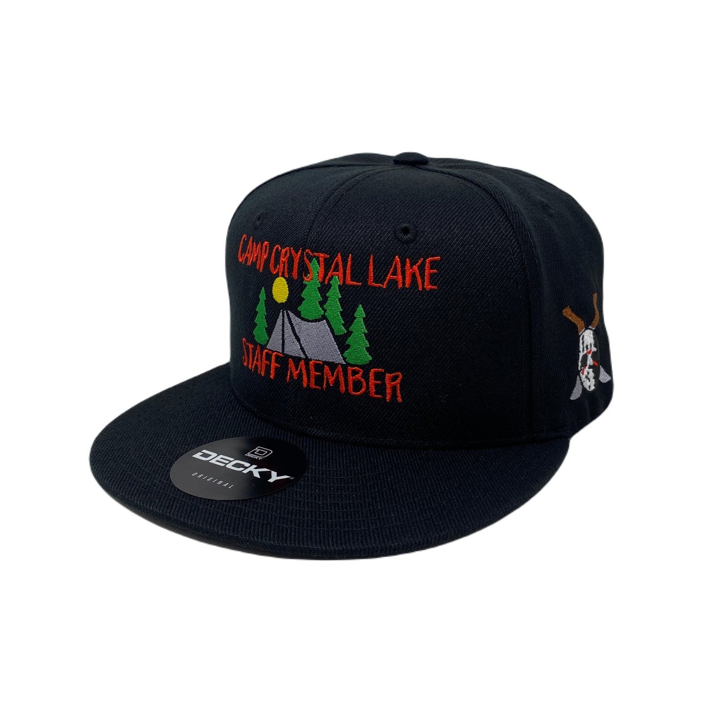 Camp Lake Staff Member Mask Snapback Hat All Black