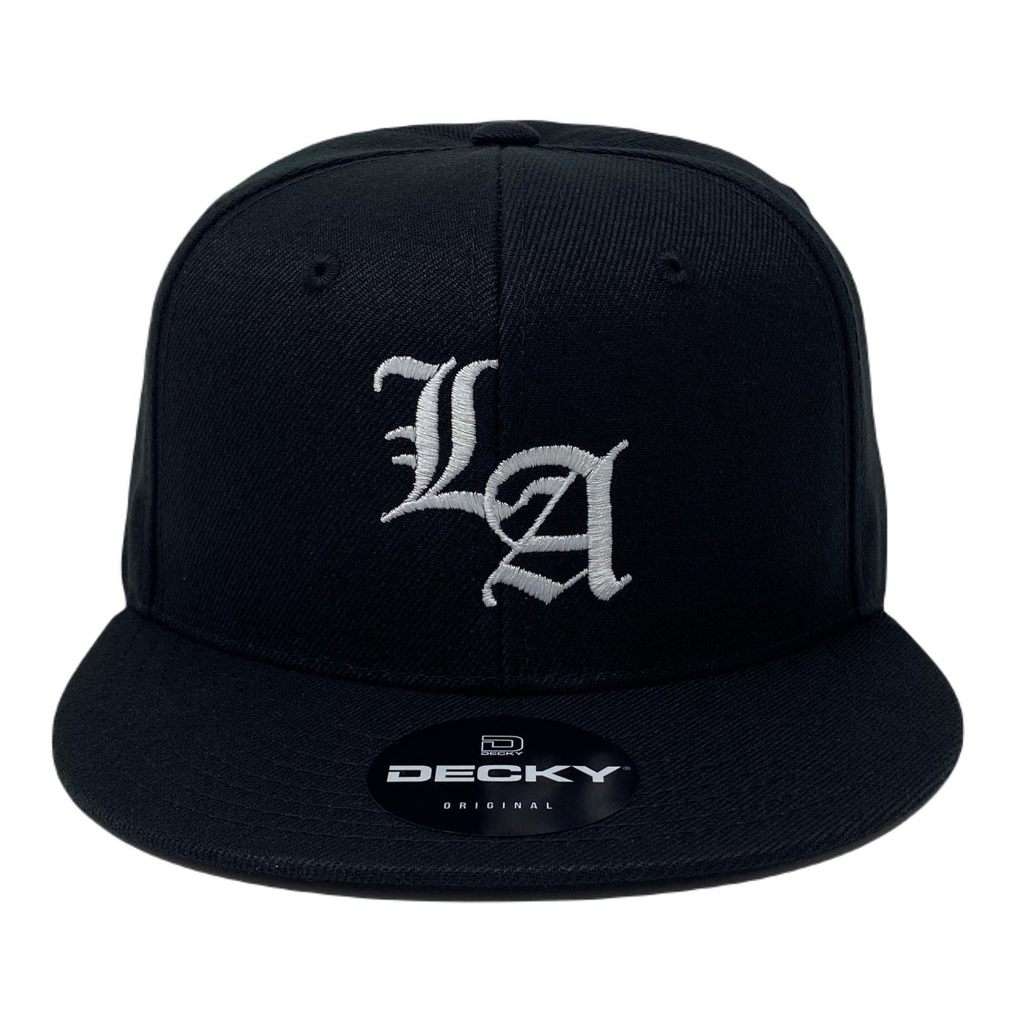 Los Angeles Old English White Snapback Hat All Black