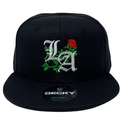 Los Angeles Old English Rose Snapback Hat All Black