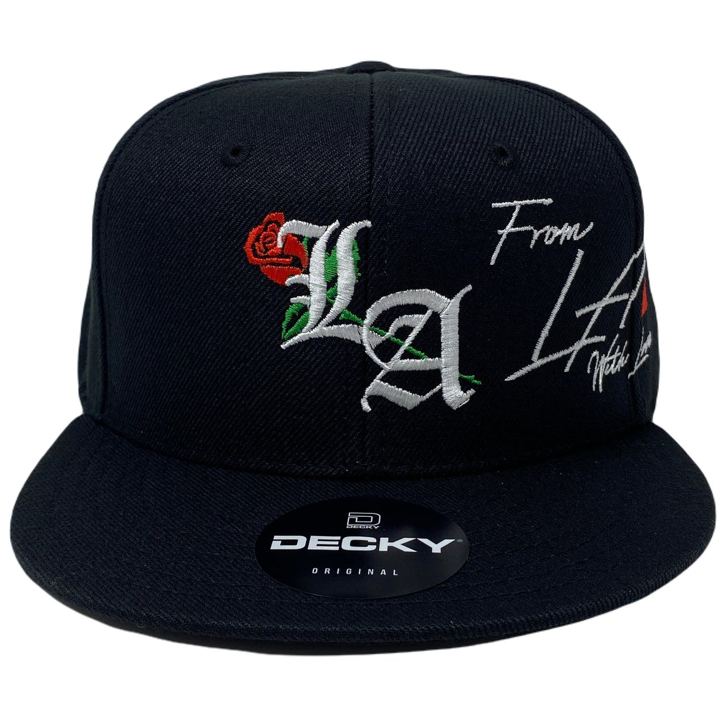 Los Angeles Old English Rose With Love Snapback Hat All Black