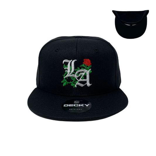 Los Angeles Old English Rose Snapback Hat All Black