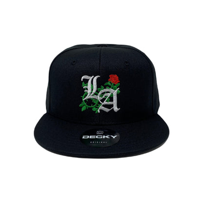 Los Angeles Old English Rose Snapback Hat All Black