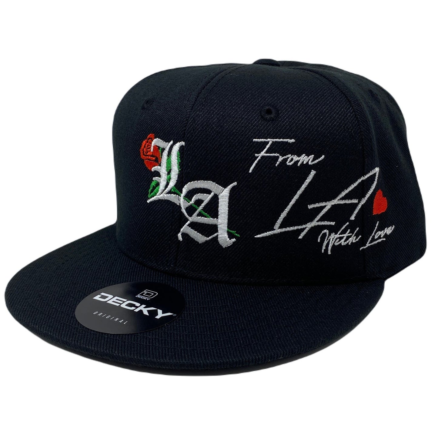 Los Angeles Old English Rose With Love Snapback Hat All Black