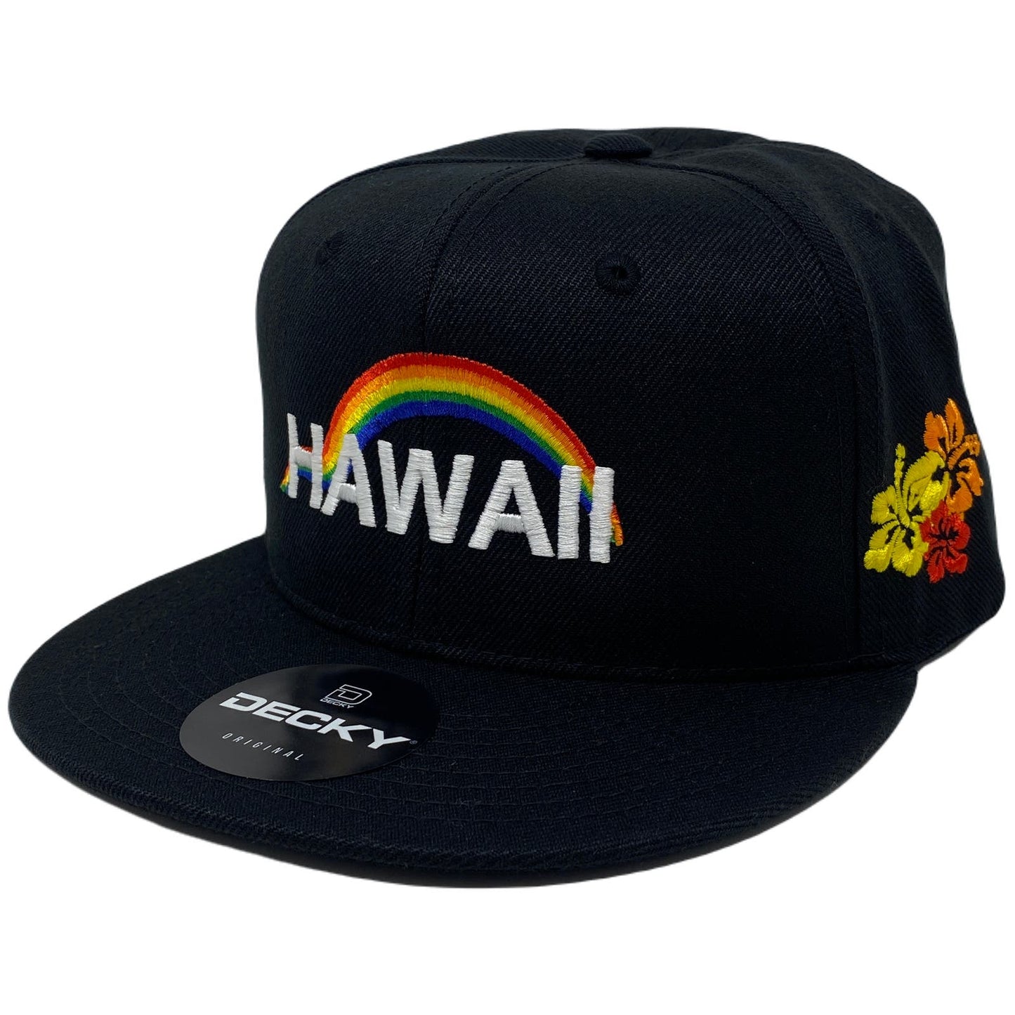 Hawaii Rainbow Snapback Hat All Black