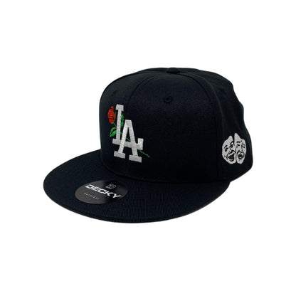 Los Angeles Laugh Now Cry Later WHITE Masks Snapback Hat All Black