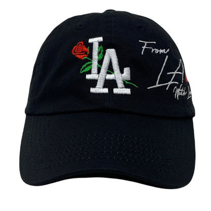 Los Angeles LA Rose With Love Heart Slouch Dad Hat
