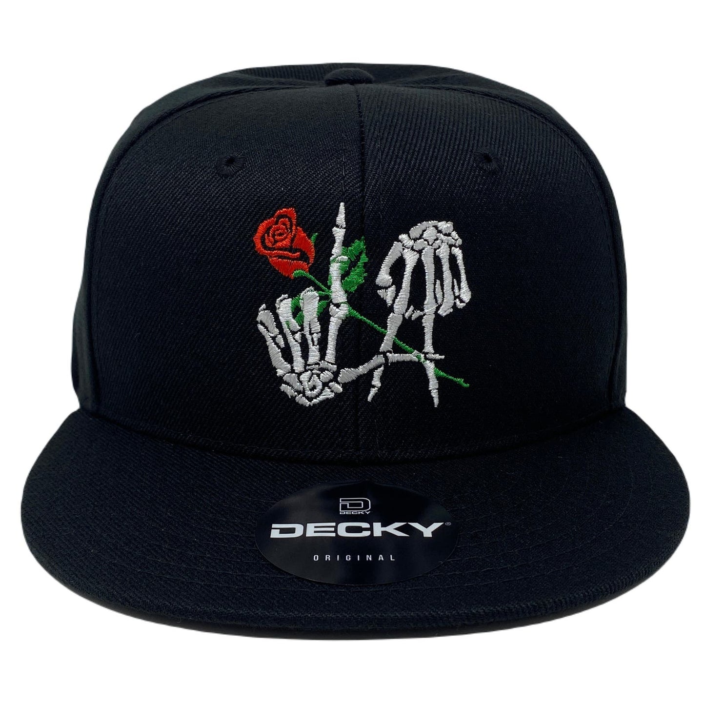 Los Angeles Bone Rose Snapback Hat All Black