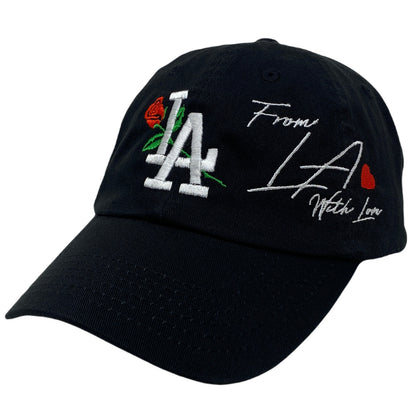 Los Angeles LA Rose With Love Heart Slouch Dad Hat