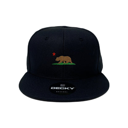 California Republic Bear Snapback Hat All Black