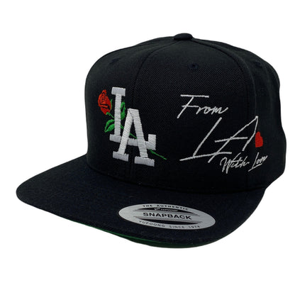 Los Angeles LA Rose With Love Heart Snapback Hat