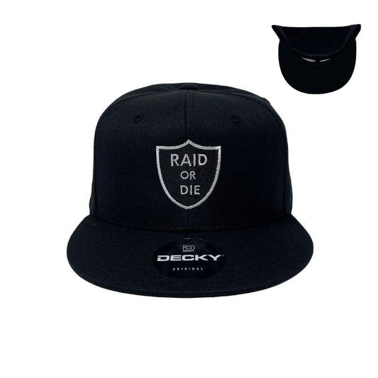 Raid or Die Snapback Hat All Black